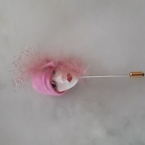 Beautiful Vintage French Flapper Stick Pin Brooch 1970s Collectible Hand painted